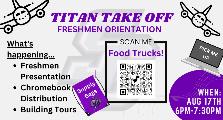 Welcome new freshmen ⚡Titans⚡! We're looking forward to meeting you on Thursday, August 17th from 6:00 - 7:30 pm.