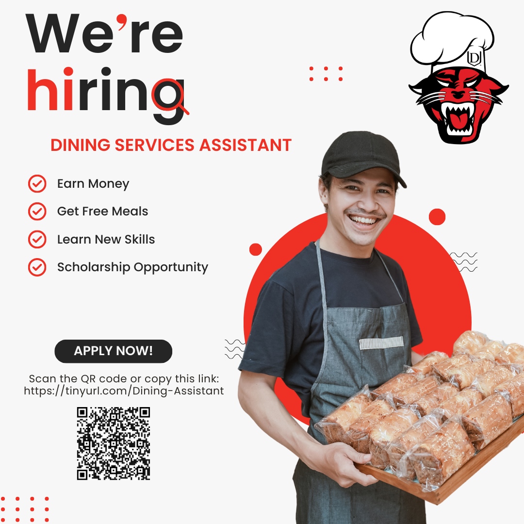 DU_Dining's tweet photo. 3 MORE REASONS STUDENTS LOVE WORKING FOR DINING SERVICES:
#1: "I like working here because the time goes by fast." - Hermon M.
#2: "What I like about Dining Services is they teach you how to cook." - Reilly R.
#3: "I can walk to work and I don't need to pay for gas!" - Austin B. https://t.co/WOQ915P3td