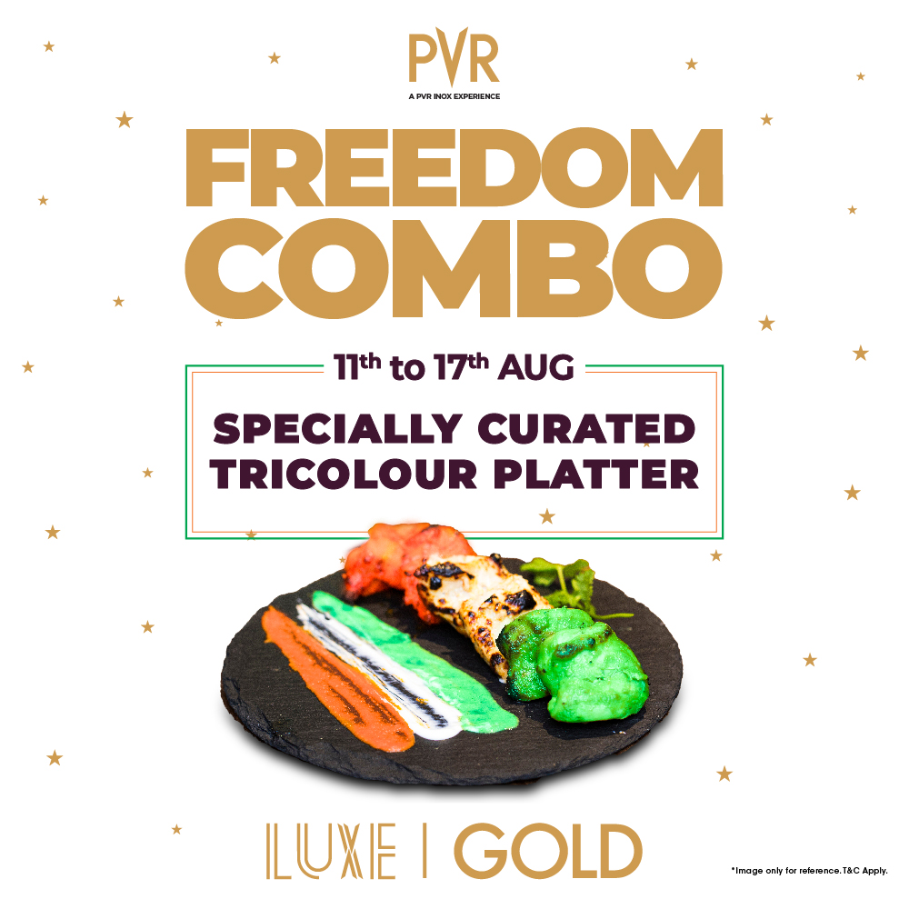 _PVRCinemas's tweet photo. Taste the spirit of freedom with every bite! 😍 Make your taste buds explode with our #FreedomCombo from August 11th–17th, a specially curated tricolour platter available at PVR Luxe | Gold
*T&C Apply
.
.
.
#TricolourPlatter #IndependenceDaySpecial #IndependenceDay https://t.co/uW5ugAjXMX