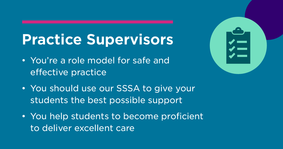 nmcnews's tweet photo. The practice supervisor’s role is to support and supervise students in the practice learning environment so they can deliver good quality care. 

Our Standards for Student Supervision and Assessment set out our expectations for student learning 👇

https://t.co/rp2rpJsLpk https://t.co/0mJw1NOoEW