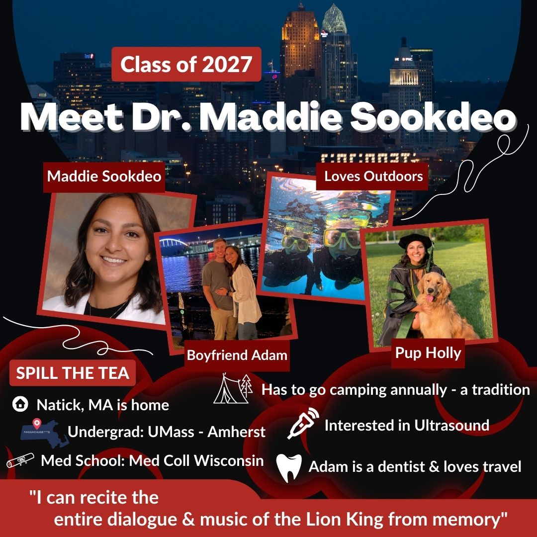 Dr. Sookdeo’s home is Natick, MA ☃️ She went to @UMassAmherst & then @MedicalCollege Ultrasound has caught her EM attention. She moved here w boyfriend Adam, a general dentist 😁 They both love exploring the outdoors with their golden retriever, Holly 🐕 @MaddieSookdeo