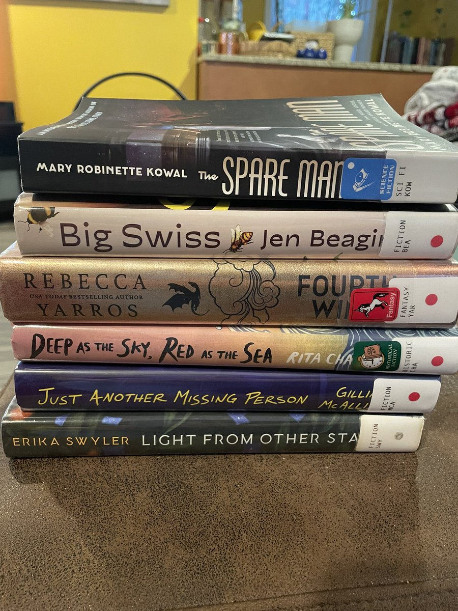 JPompi78's tweet photo. @TheBloggess Library holds that came in last week 📚 https://t.co/0QZUKNolFv