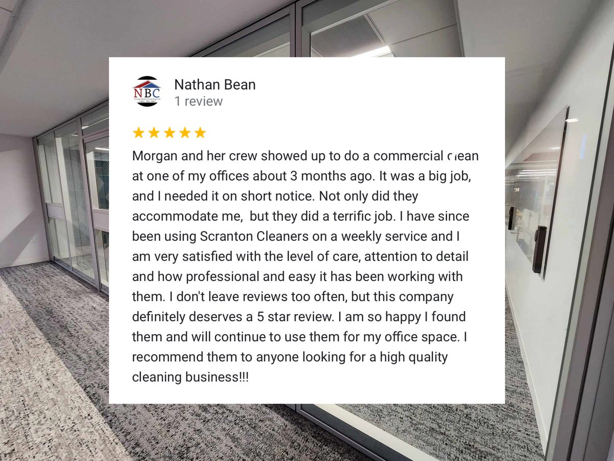 ScrantonCleaner's tweet image. 🏢Commercial business owners!! Do you have a space that needs cleaning? Need someone that will take care of the smallest detail?🏢

📞 Call us today at 570-364-4445 or visit our website scrantoncleaners.com to request a free quote and schedule your cleaning session! 📞