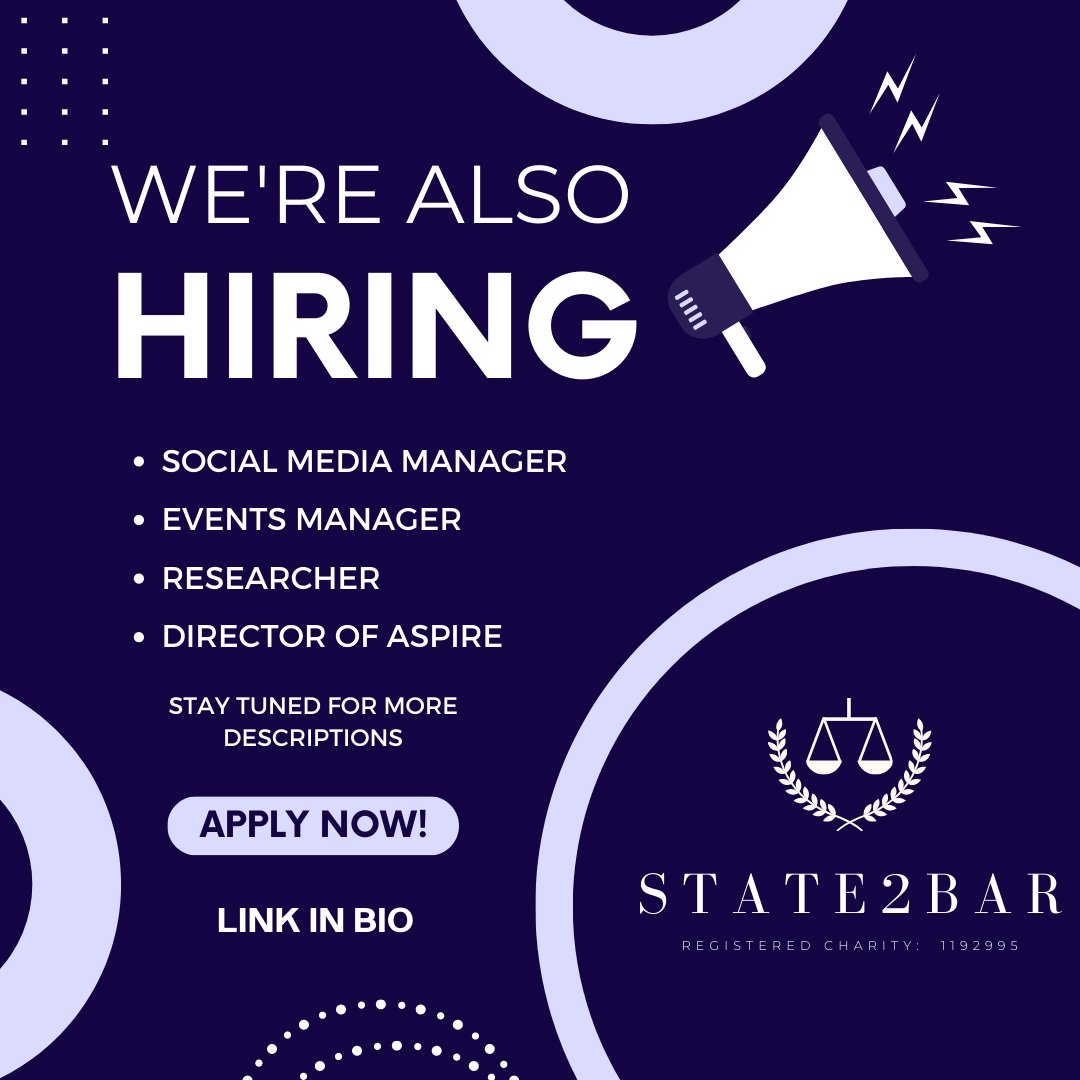 State2Bar's tweet image. More information on a role we're recruiting for - Director of Marketing &amp;amp; PR!

#recruitment #socialmobility #marketing