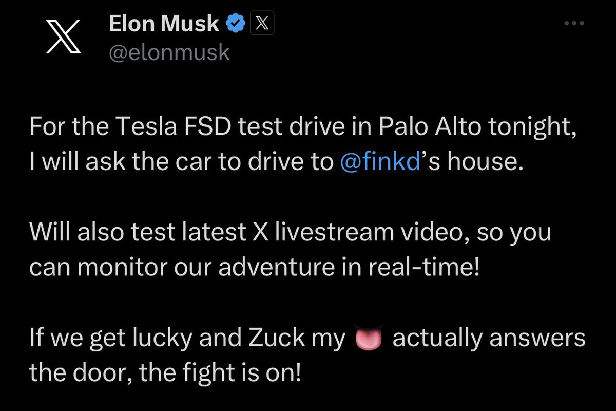 I will be live streaming my drive to Zuck’s home tonight for the fight. 

Are you going to tune into my first 𝕏-Video?