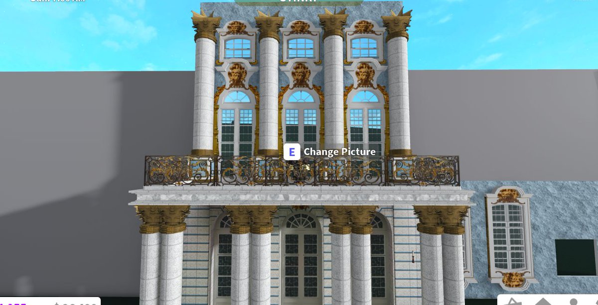 Hi! This is my first post in the Twitter Bloxburg Community. Some weeks ago I decided to build something heavily inspired by Catherine Palace, but eventually got bored of it and Idk why and opinions would help #bloxburg #welcometobloxburg #architecture #bloxburgbuilds