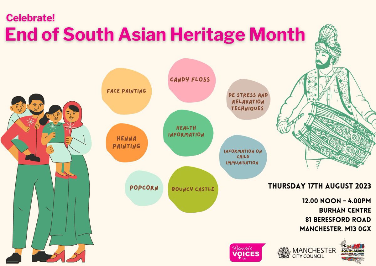 WomensVoicesMCR's tweet photo. Celebrating the richness of South Asian Heritage!As SAHM comes to a close, we invite all members of our vibrant community to join us for an unforgettable gathering as we cherish our shared history.
@RahmanCllr @thezahidhussain @LordMayorOfMcr @RahmanCllr https://t.co/Lw1TCjDLhJ