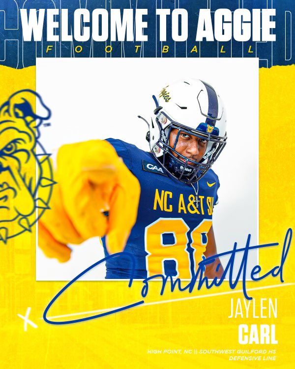 #Committed 💯 to @NCATFootball 💙🙏🏾💛 Blessed and honored to join the Aggie Family!! #AGTG #AggiePride #Elite #CAAFB @CoachVBrown59 @CoachKLang @wco70mack @coachwhiteslife @SWGHS_Football @ncatsuaggies