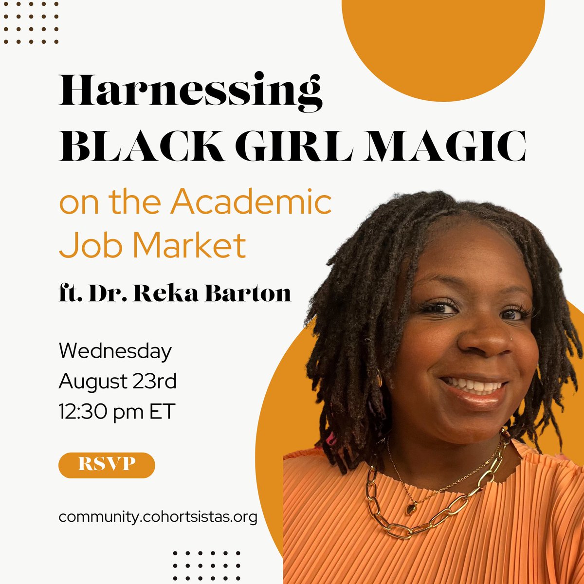 Interested in pursuing an academic job? Come hang out with us as we listen to @scholarlysewist Dr. Reka Barton dishing out her experience dealing with the academic job market as a Black woman, and she's got some awesome advice for anyone wanting to do the same!

#academicjob