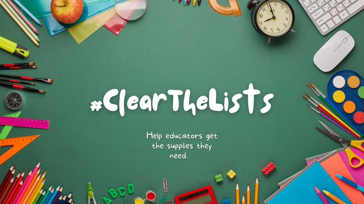 Join the movement to support educators. Let's #ClearTheLists and help classrooms thrive. Every little contribution makes a big difference. Check out the lists and make an impact today. 

#Education #SupportTeachers #teachertwitter #teacherappreciation