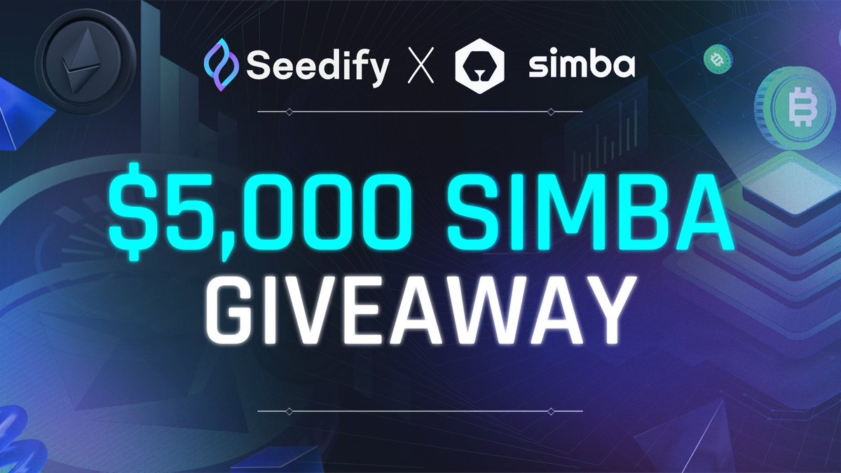 A breaking news sort of IDO had to be accompanied by a special #giveaway 🎁

@simba_exchange is giving $5k in SIMBA to celebrate the token launch 🥳

Complete all credentials to improve your chances of being one of the lucky winners 🤞

galxe.com/seedify/campai…