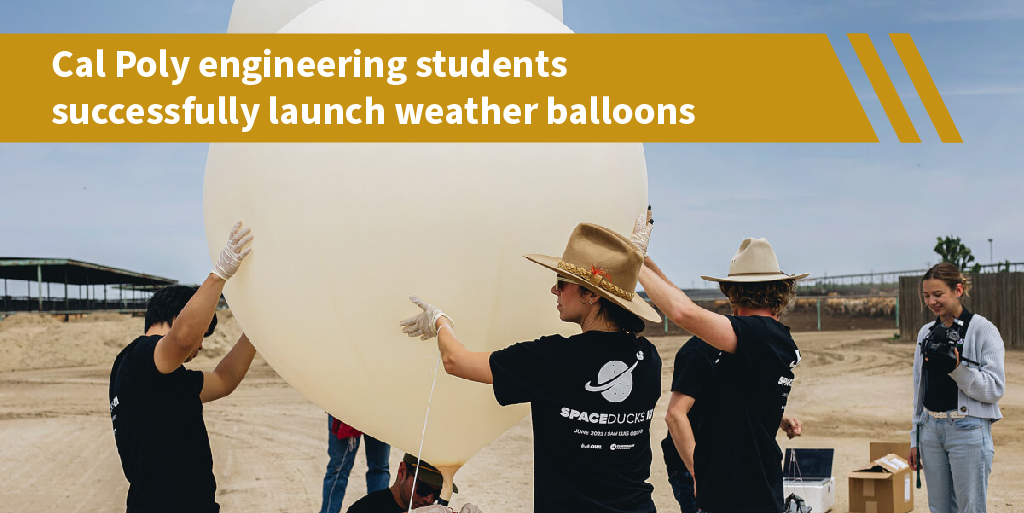 CalPolyCCI's tweet image. With the help of @OWLIntegrations Cal Poly engineering students were able to launch successful weather balloons. Take a deeper look and learn about a student's “adrenaline-inducing” experience.  ☁️🚀
ceng.calpoly.edu/connection/202… 
#CalPolyCCI #CalPolyEngineering #Weather