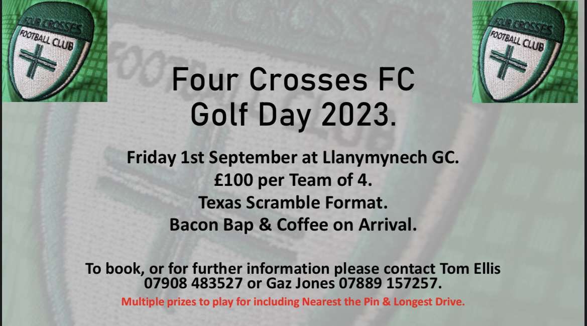4crossesFC's tweet photo. The Four Crosses Golf Day is Fast Approaching, If You Are Interested in Playing, Drop Us a DM! #UpTheCrosses https://t.co/ByOfZUTwzG