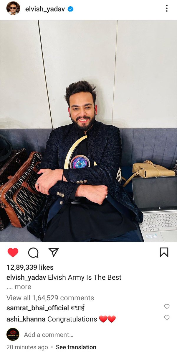 BiggBoss_Tak's tweet photo. 12lacs+ Like on Elvish insta post within 20 minutes 😧😧 https://t.co/gmWXQIjUSI