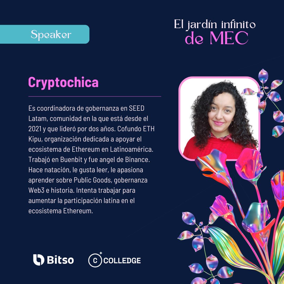 Mujeres en Crypto 🔮 (@mujeresencrypto) on Twitter photo 🔮 El jardín infinito de MEC — Side-event de <a href="/EtherArgentina/">Ethereum Argentina 🦇🔊</a> 🇦🇷
Presentación de speaker:
🗣 Cryptochica — <a href="/cryptochica_arg/">Romina 🦇🔊🇦🇷</a> 🔮 El jardín infinito de MEC — Side-event de <a href="/EtherArgentina/">Ethereum Argentina 🦇🔊</a> 🇦🇷
Presentación de speaker:
🗣 Cryptochica — <a href="/cryptochica_arg/">Romina 🦇🔊🇦🇷</a>