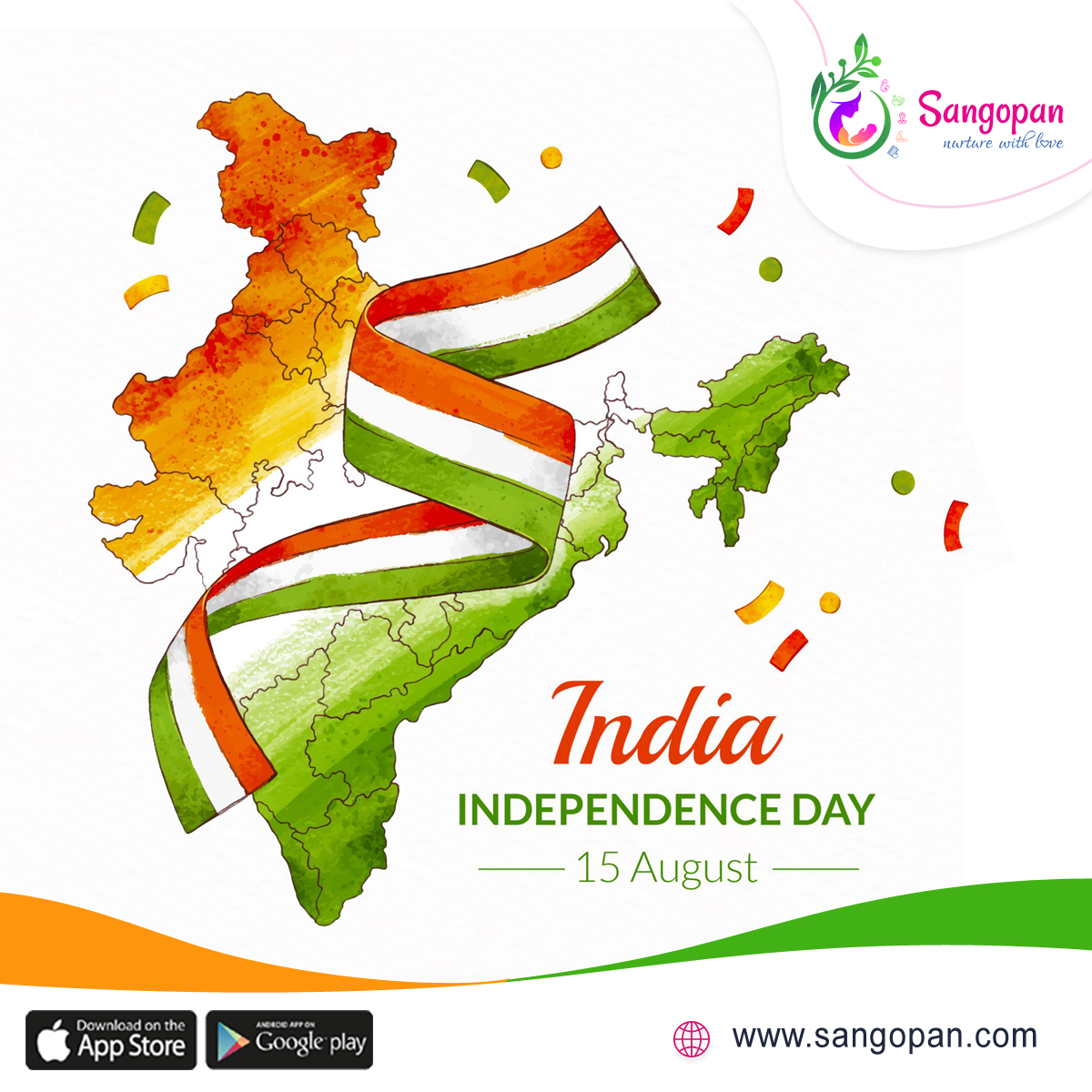 Happy Independence Day! May we always remain united and work towards the progress of our great nation. sangopan.com #sangopan #mothercare #prenatal #postnatal #prenatalyoga #prenatalcare #postnatalcare #momblogger #pregnancycare #indipendenceday #15august2023