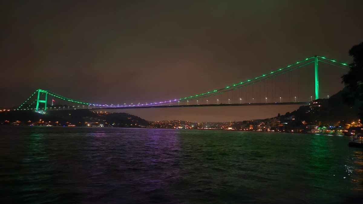 abbas_qureshi_'s tweet photo. Bosphorus bridges in Istanbul go green and white to celebrate Pakistan Independence Day - 14 August #PakistanZindabad 
#Pakistan 

🇵🇰 🤝 🇹🇷 https://t.co/VbhF3KZ6Yc