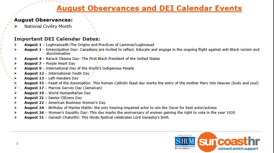 August is here, and you know what that means – it's time to sprinkle some HR magic all around! ✨ So grab your confetti cannons and get ready to celebrate some awesome observances and important DEI dates that'll make your heart do a happy dance! 💃🕺
