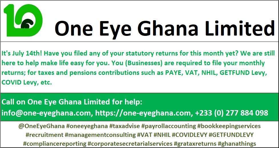 OneEyeGhana's tweet photo. One Eye Ghana Limited - https://t.co/HtDtFnGTLN

@OneEyeGhana #oneeyeghana #taxadvise #payrollaccounting #bookkeepingservices #recruitment #managementconsulting #VAT #NHIL #COVIDLEVY #GETFUNDLEVY #compliancereporting #corporatesecretarialservices #grataxreturns #ghanathings https://t.co/uAS49TjdlY
