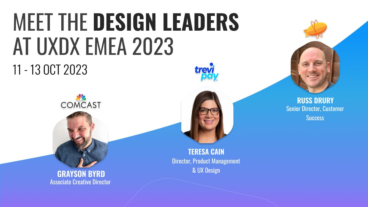 Introducing some of the design experts that will be present at EMEA 23:
- Grayson Byrd
- Teresa Cain
- Russ Drury
Enter a world where they will share their transformative design stories, highlighting the innovative approaches and roadblocks that have  defined their paths. 🚀