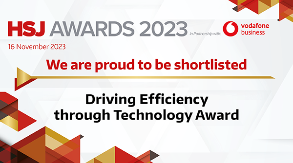 Exciting news! ChelWest NHS FT is shortlisted for two HSJ Awards 2023 - 'Trust of the Year' and 'Driving Efficiency through Technology'. We are proud of our staff who provide outstanding patient care and continue to find innovative solutions to improve patient experience!