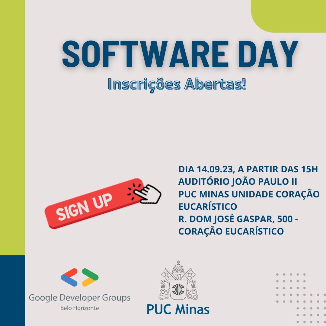 gdg_bh's tweet photo. 📢 As inscrições para o Software Day 2023 já estão ABERTAS! 🚀
🎉 Garanta sua vaga nesse evento imperdível de tecnologia e inovação, que acontecerá na PUC Minas Coração Eucarístico.
🔗 Inscreva-se já: https://t.co/khlydJFN4l
#SoftwareDay #gdg #gdgbh https://t.co/STyXFpRtL8