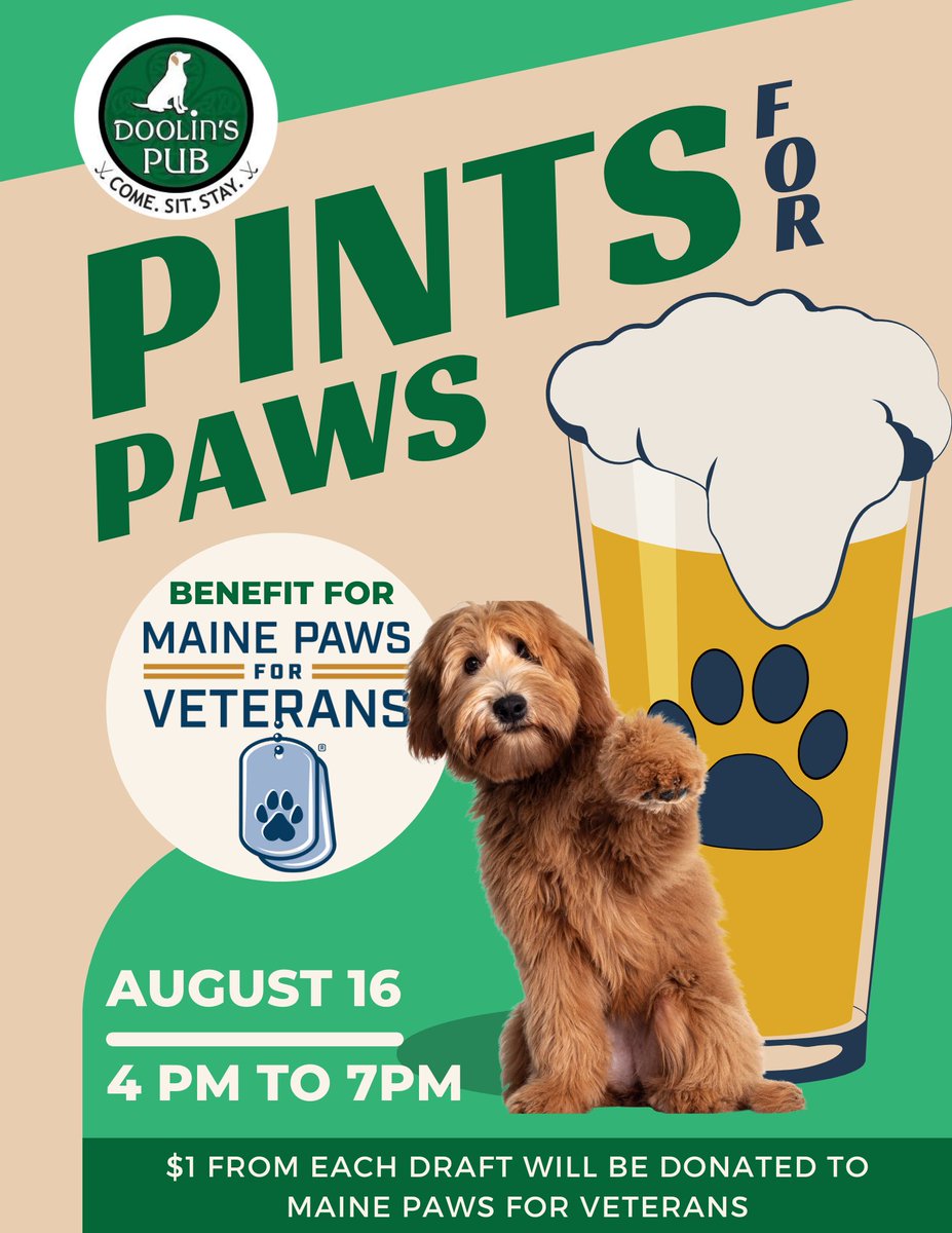 🐶❤️ Calling all animal lovers and beer enthusiasts! Don't miss Pints for Paws on WEDNESDAY! 🍺🐾 Let's show our appreciation to our veterans and their loyal companions by raising a pint and supporting a fantastic cause. #PintsForPaws #CheersForVeterans