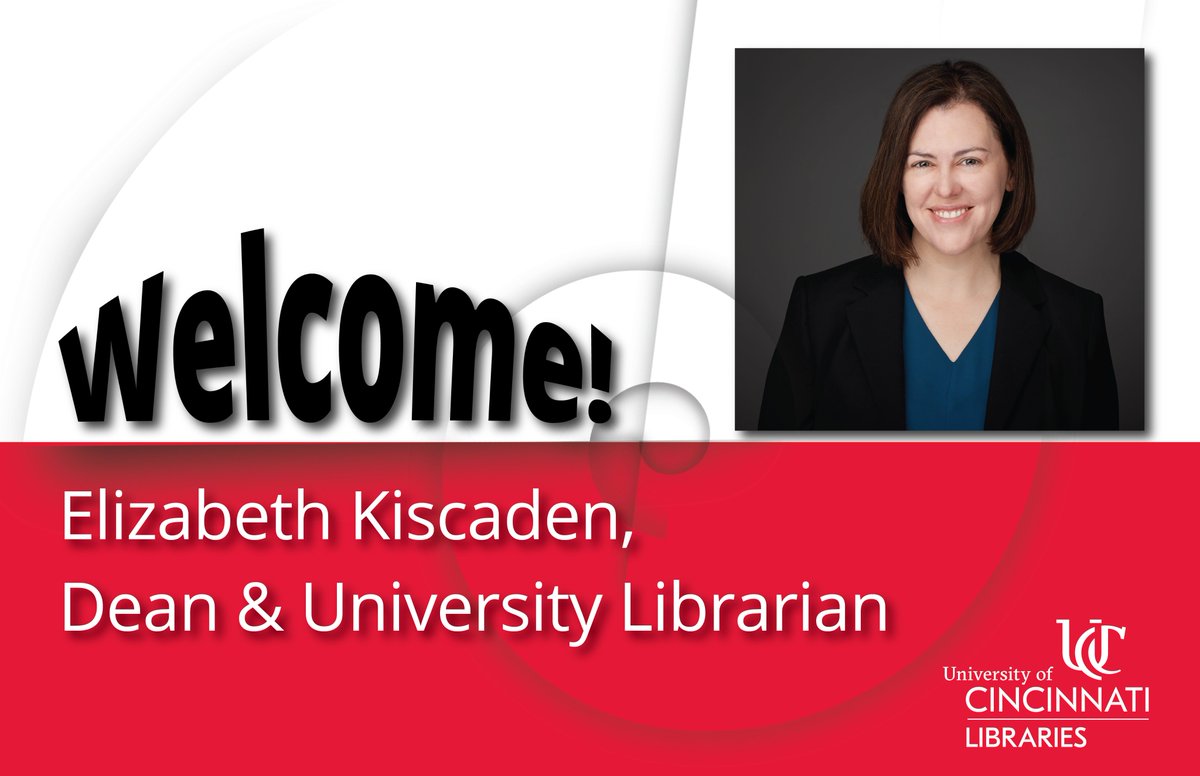 UCLibraries's tweet photo. Today we officially welcome our new Dean and University Librarian Elizabeth Kiscaden on her first day at the University of Cincinnati Libraries. #libraries https://t.co/0qFXq50X8i