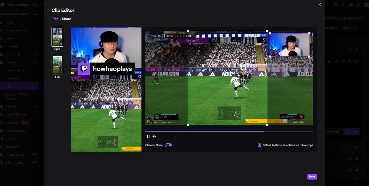 's tweet image. Can I just say, @Twitch thank you for this amazing feature. For someone who only streams part-time and doesn't get much time to do editing for posting on other platforms, your Edit &amp;amp; Share feature is incredible. Makes the whole process of posting YT shorts SO EASY!! 😍 #notspon
