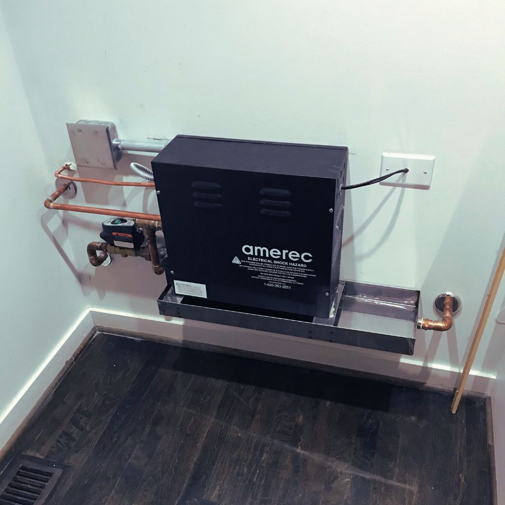 amerecsteam's tweet photo. Q: Where should a steam generator be located?
A: There are several places suitable, provided electricity and water are available. Common locations include under a bench inside the steam shower, a closet, a cabinet, or the basement or attic. Learn more: https://t.co/hLVV2cKNt0 https://t.co/ySATy1lld0