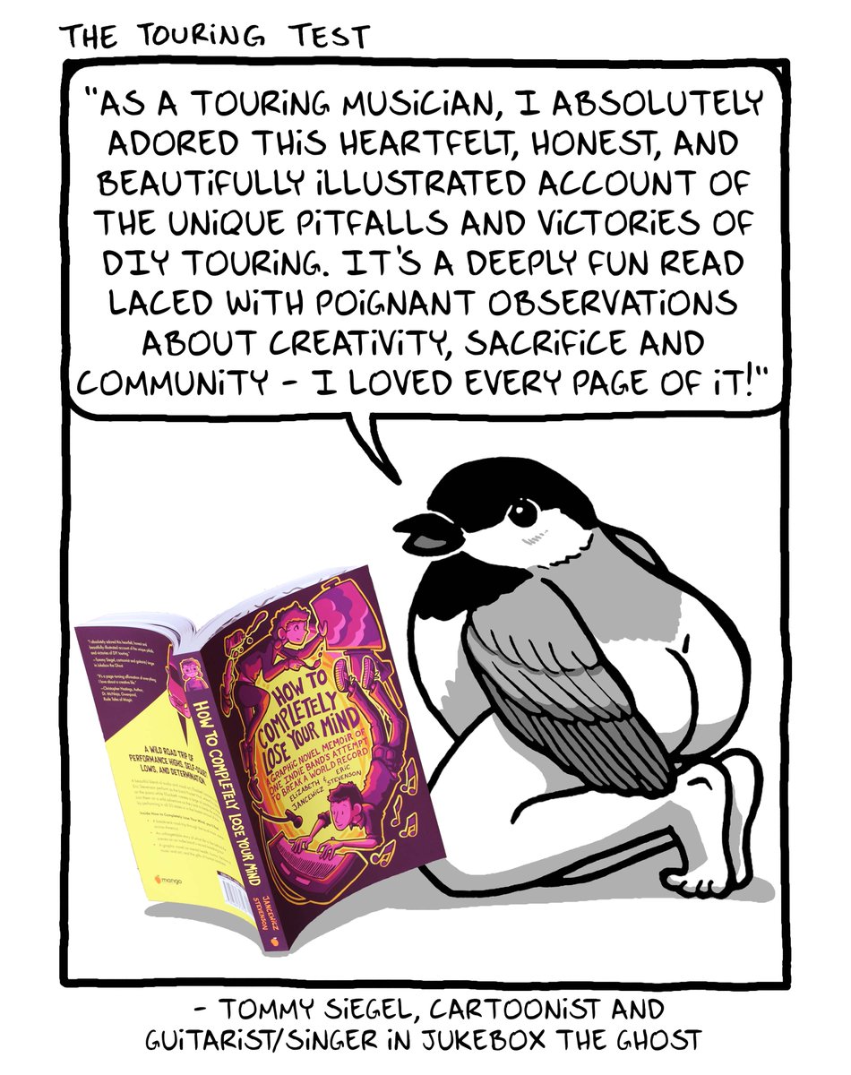 HUGE thank you to <a href="/tommysiegel/">Tommy Siegel</a> for being one of the very first people to read my upcoming graphic novel, and for being willing to write a blurb for the back of the book.
Being another comic artist who’s also in a touring band, it meant a lot to get your thoughts on my book.