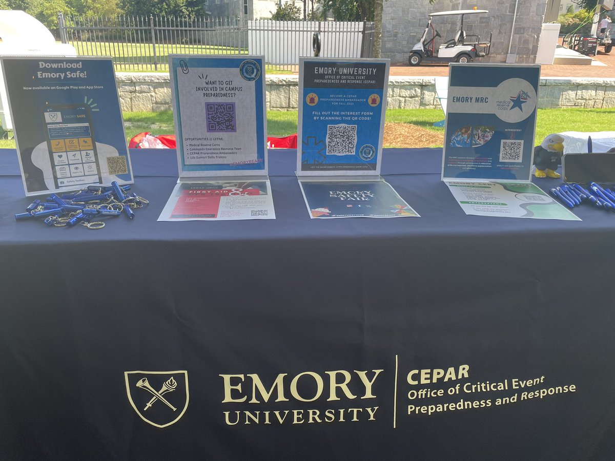 EMORY_CEPAR's tweet photo. Come check us out at the pre-orientation fair at McDonough Plaza from 11am-2pm and learn how you can get involved in campus preparedness! #EmoryREADY @EmoryUniversity https://t.co/LiMZrfhmVS