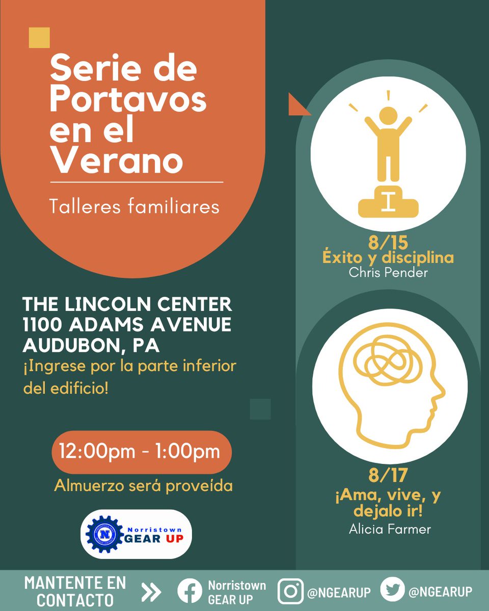 This week's parent workshops!