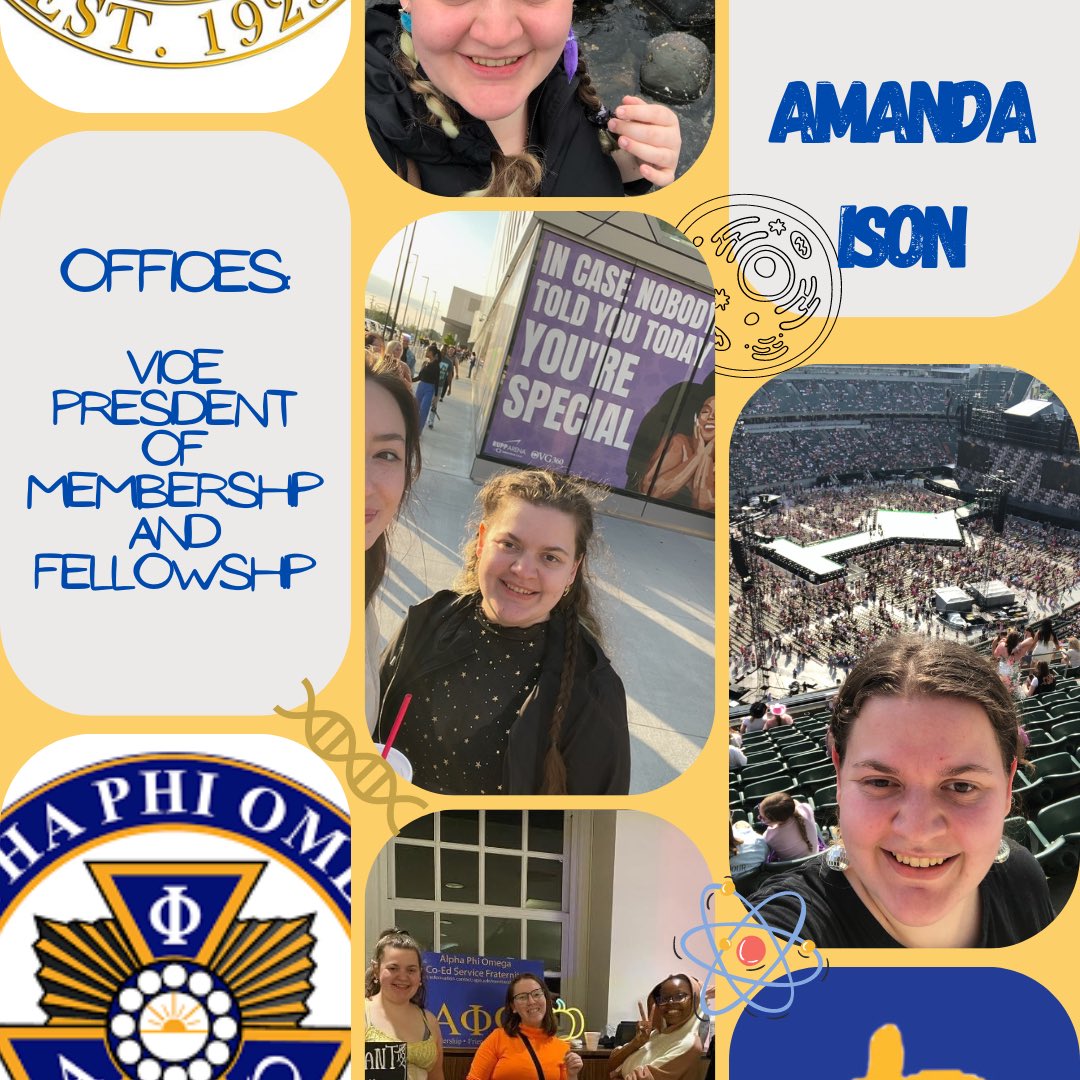 To keep up to date with us, please check out our instagram @alphaphiomega_eku !

Get to know our new Vice President of Membership and returning Vice President of Fellowship, Amanda Ison!

For more information about our organization please contact maggie_camp2@mymail.eku.edu !