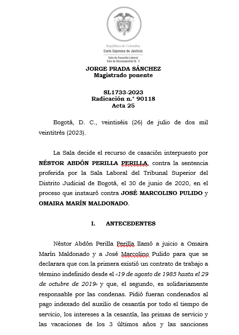 articulo20's tweet photo. SENTENCIA RECOMENDADA 🗣 

#Laboral
@CorteSupremaJ explica el indicio de subordinación para efectos del contrato realidad

SENT: SL1733-2023 | RAD: 90118 https://t.co/VqMgakILCA