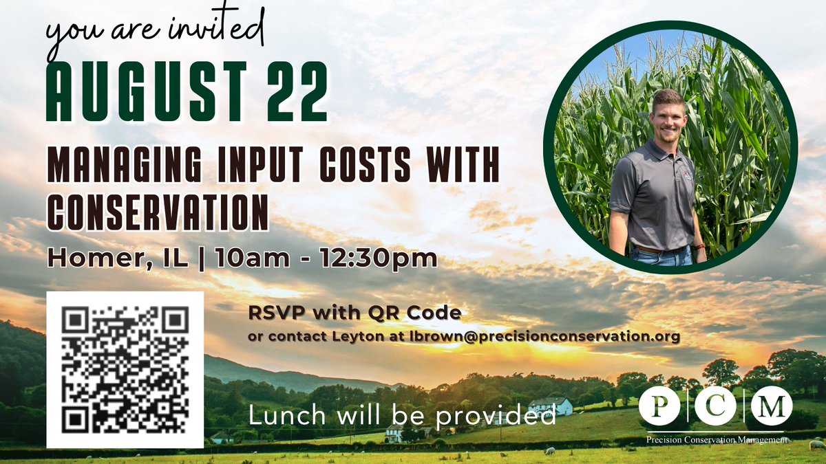 ilcorn's tweet photo. Attn: Central Illinois farmers

Hear from 4 great speakers during this session on 8/22 in Homer, Illinois.  #farming #Illinois #illinoisfarms #illinoisfarmer #FarmLife https://t.co/Pi3UHOlIJM