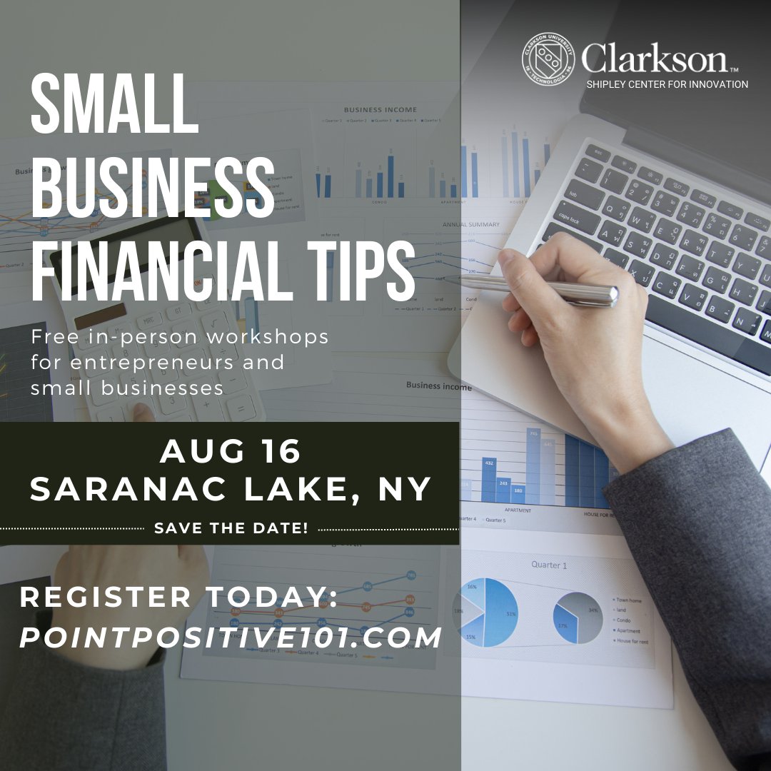 CUShipley's tweet photo. Reminder that our next Point Positive 101 financial skills workshop will be THIS WEDNESDAY, Aug 16, from 4:30 - 8:30 PM in SARANAC LAKE, NY.

Spots are limited- sign up today at https://t.co/GZhzZBOiTB. https://t.co/8dQgrKf76i