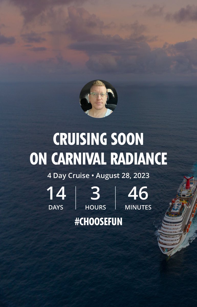 MarinaMacPS's tweet photo. Squeal!!!!    14 days can’t come soon enough!!! #choosefun #carnivalradiance @CarnivalCruise https://t.co/K1kqdfNxJl