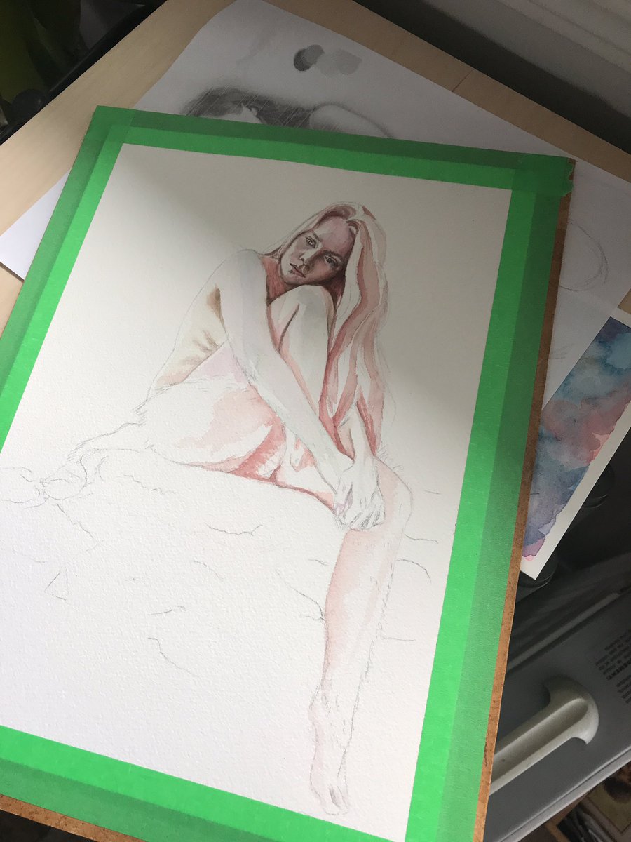 Arianekamps's tweet photo. Process of this Patreon Illustration for Sirene Lore #watercolor  #selkie https://t.co/8qDgF3U2nY