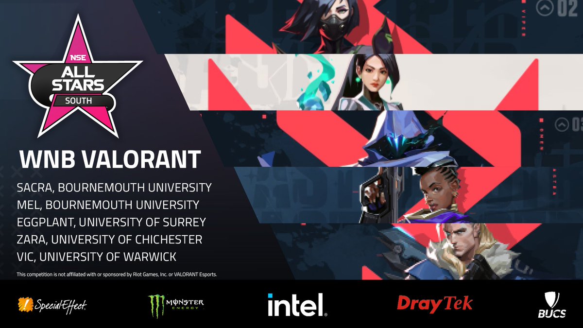 National Student Esports (@nse_gg) on Twitter photo ⬇️ For the South, we have:
<a href="/SacraSakura/">Sacra</a> - @SUBUEsports
<a href="/mel_obr1en/">Mel</a> - @SUBUEsports
<a href="/eggplantttv/">eggplant</a> - <a href="/SurreyVGS/">Surrey Video Gaming</a>
<a href="/ItszxraVL/">Zara</a> - <a href="/Chi_Esports/">Chi Challengers</a>
Vic - <a href="/warwickesports/">Warwick Esports</a> ⬇️ For the South, we have:
<a href="/SacraSakura/">Sacra</a> - @SUBUEsports
<a href="/mel_obr1en/">Mel</a> - @SUBUEsports
<a href="/eggplantttv/">eggplant</a> - <a href="/SurreyVGS/">Surrey Video Gaming</a>
<a href="/ItszxraVL/">Zara</a> - <a href="/Chi_Esports/">Chi Challengers</a>
Vic - <a href="/warwickesports/">Warwick Esports</a>