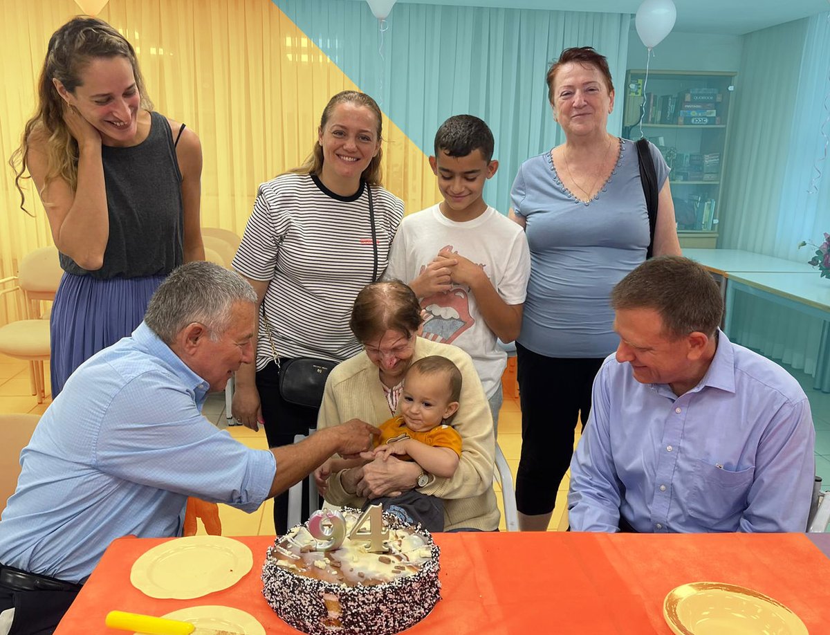Celebrating 94 together! We're so honored to share a birthday with Ida, who survived the Holocaust &amp; made Aliyah in 1990. Today she loves to read &amp; spend time with her big family. Our Chairman <a href="/almog_doron/">Doron Almog</a> celebrated with her at home in one of our Amigour housing complexes.