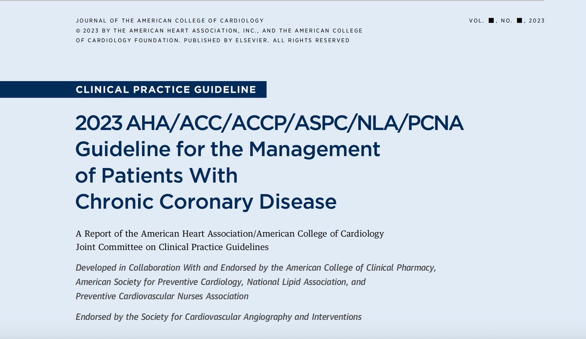 2023 AHA/ACC/ACCP/ASPC/NLA/PCNA Guideline for the Management of Patients With Chronic Coronary Disease: @JACCJournals Guidelines are detailed: reading it slowly Please, read full doc! Thread #14: Medical management: What is going on w antiplatelet therapy? 🥸📷👇