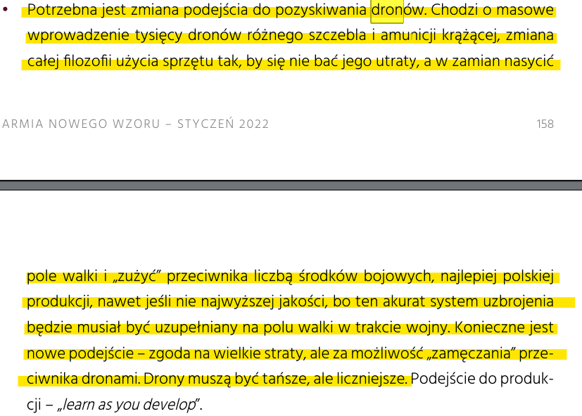 A_Swidzinski's tweet photo. No rzeczywiście; gdyby tylko ktoś suflował – przed wybuchem wojny na Ukrainie! – propozycje polegania na komercyjnych usługach obrazowania satelitarnego i masowego wykorzystania komercyjnych dronów. Gdyby tylko… A nie, przepraszam! 

Poniżej fragmenty Raportu Armii Nowego Wzoru⬇️

Kolejno:

➡️Cywilne drony.

➡️Komercyjne satelity/konstelacje małych satelitów.

No i jeszcze raz: zachęcam do lektury pełnej wersji Raportu #ANW, dostępnej za darmo pod tym linkiem:

https://t.co/qZkFBjgOve
