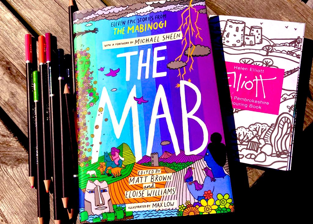 Lush day in #Pembrokeshire & great to have time pottering in the sunshine. Just read @alexwhartonpoet’s brilliant retelling of the dream of the #EmperorMaxen #FollowTheDream from #TheMab to the cubs. @themaxlow’s fabulous illustrations have inspired a big colouring in session 💙