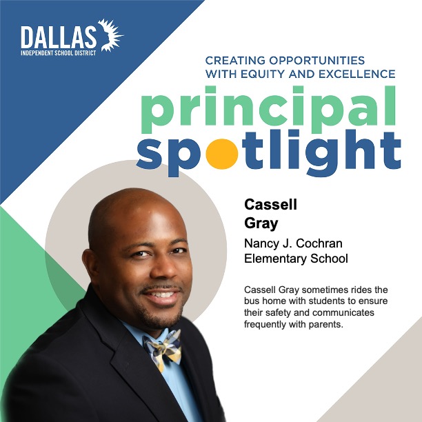 Dr. Stephanie S. Elizalde (@dallasisdsupt) on Twitter photo Our first Principal Spotlight goes to <a href="/Gray_Ed7/">Cassell Gray</a> at the <a href="/cochran_school/">Nancy Cochran Elementary School</a> because he rides the bus home with students to ensure their safety and communicates frequently with parents. Youโre the best, Principal Gray! Our first Principal Spotlight goes to <a href="/Gray_Ed7/">Cassell Gray</a> at the <a href="/cochran_school/">Nancy Cochran Elementary School</a> because he rides the bus home with students to ensure their safety and communicates frequently with parents. Youโre the best, Principal Gray!