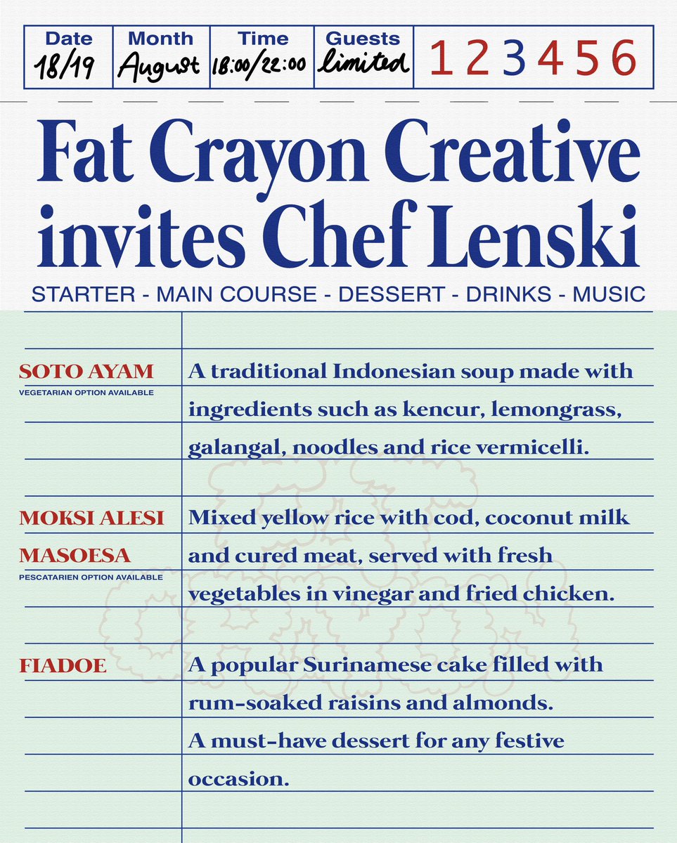 Together with Chef Lenski we invite you for a little dinner by the water. 

You are welcome on 18th &amp; 19th of August from 18:00 till 22:00 at Paviljoen aan 't Water. 

Click link for reservations, be quick as there are limited places available.

supersaas.nl/schedule/Pavil…