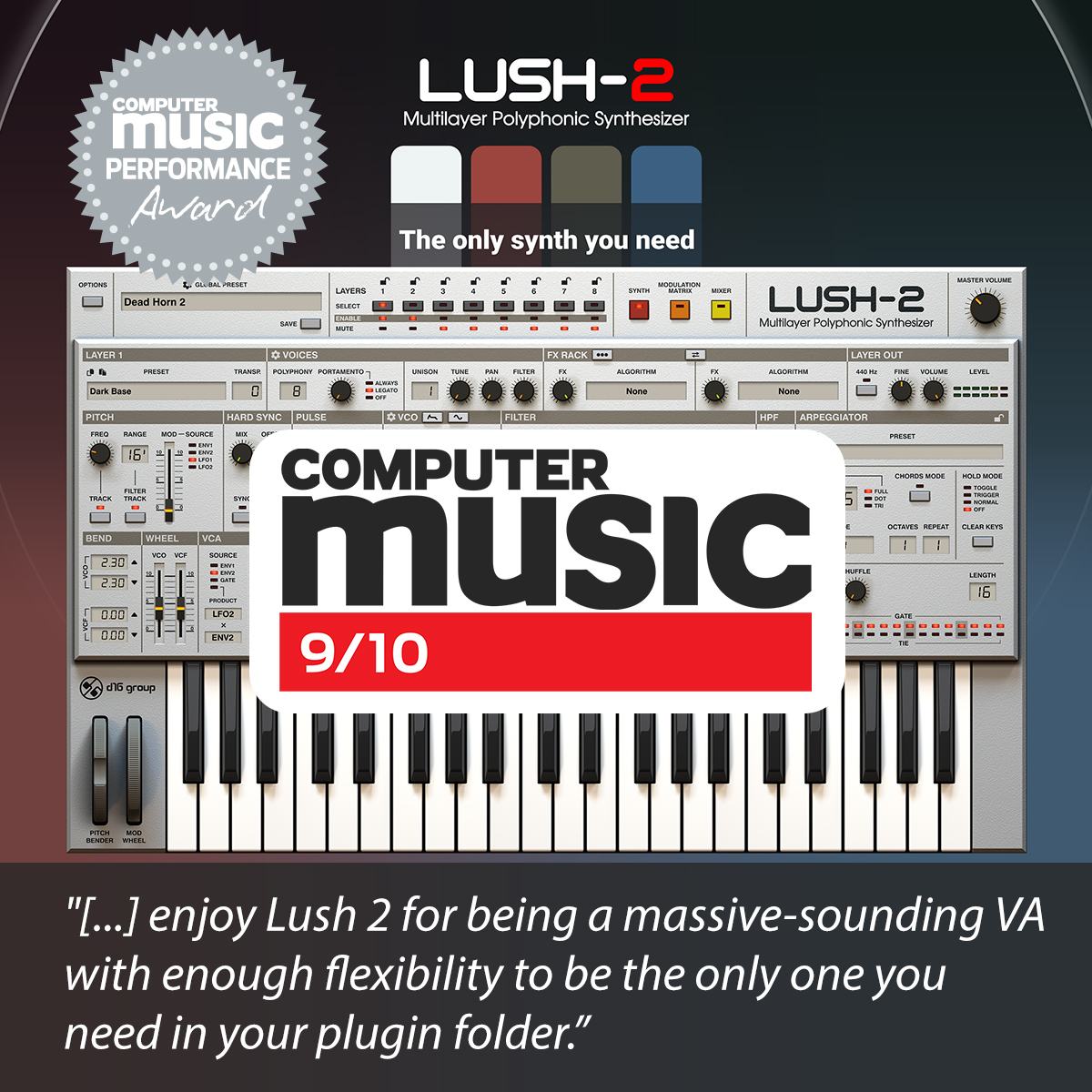 d16group's tweet photo. Lush 2 got Performance Award and 9/10 score at Computer Music's review!
Full review available in CM 325 (Oct 2023) or at Music Radar: https://t.co/kngaz41Dsb
#d16group, #lush2, #sh101 https://t.co/gf8x3op2sx