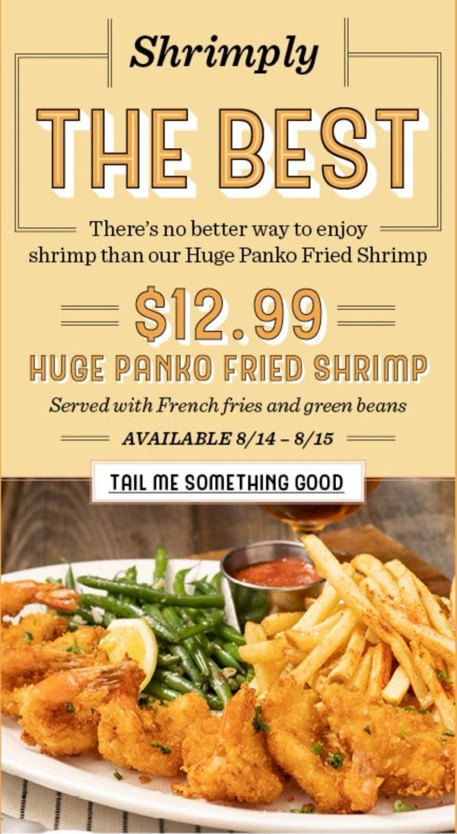 Trim (@trimgoemaw) on Twitter photo When I think shrimp, I think Kansas, and today and tomorrow the HUGE Panko Fried Shrimp w/sides is just $12.99 at your MHK <a href="/Houlihans/">Houlihan's</a>! #ad When I think shrimp, I think Kansas, and today and tomorrow the HUGE Panko Fried Shrimp w/sides is just $12.99 at your MHK <a href="/Houlihans/">Houlihan's</a>! #ad