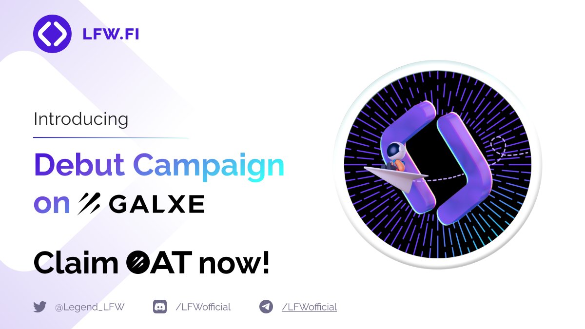 Legend_LFW's tweet image. Join us for the grand debut campaign of LFW DEX on @Galxe! 🎉

🎁Claim #LFW #OAT to celebrate this milestone and be part of this special event.

Don't miss out on the opportunity to be part of the next wave of decentralized trading at LFW.FI

🫡We have taken care…