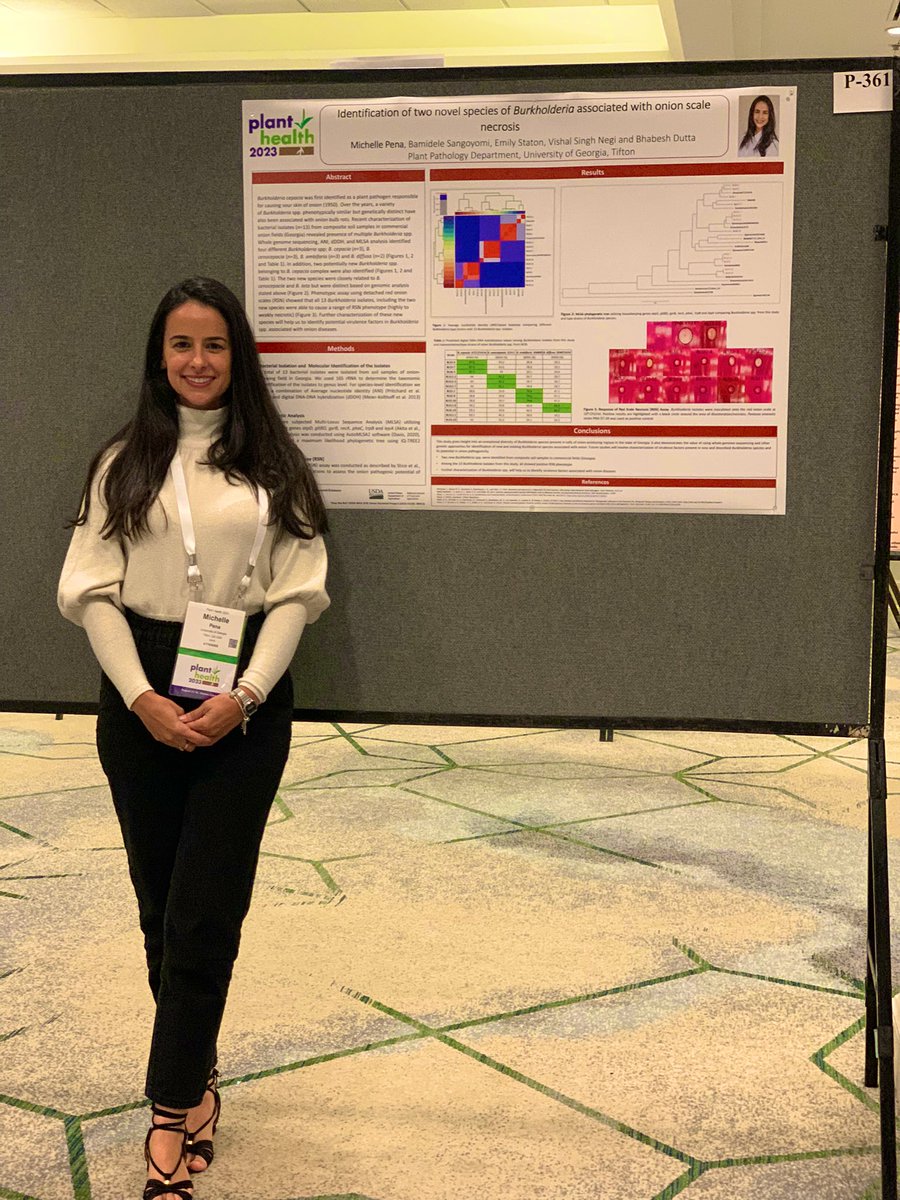 It’s poster presentation day at #PlantHealth2023 
Come see me and talk about Pathogenic Bacteria on Vegetables @plantdisease @BhabeshDutta5 

Session: POSTERS: New and Emerging Diseases I
Date: Monday, August 14, 2023
Time: 5:00:00 PM - 5:45:00 PM
Poster Number:  P-361